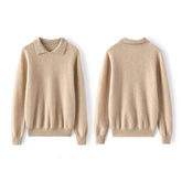Women's Lapel Polo Collar Pullover Cashmere Sweater